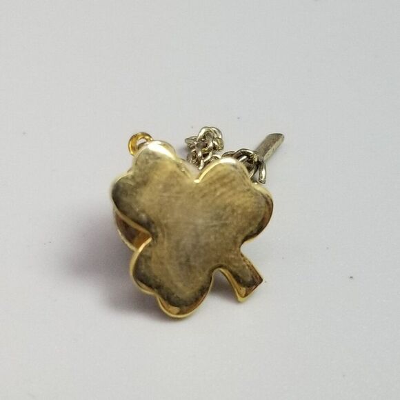 Vintage Little Shamrock Gold Tone Tie Tack Pin Brooch, Good Luck - Picture 1 of 6